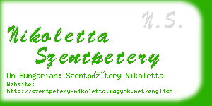 nikoletta szentpetery business card